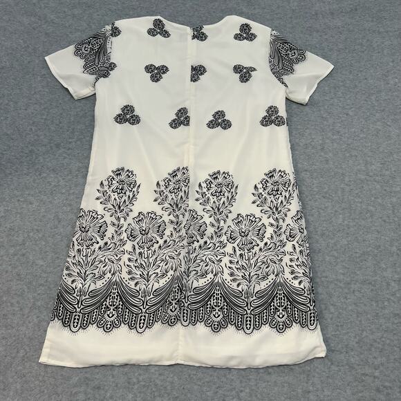 Lulus Riverside Floral Print Shift Mini Dress White Black Short Sleeve XS Retro - Picture 12 of 12